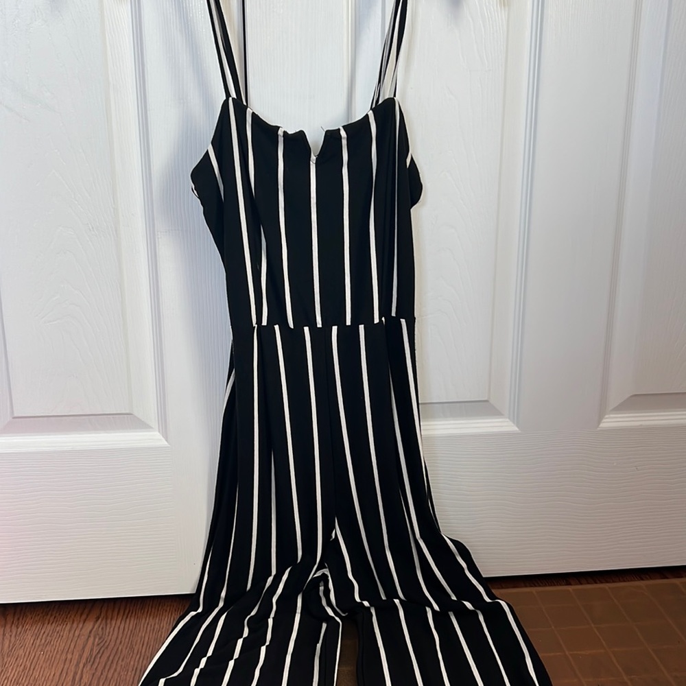 Black and white striped jumpsuit